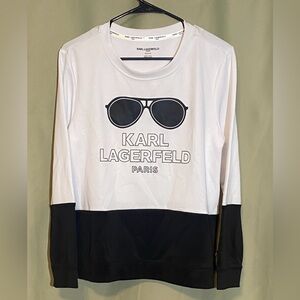 Karl Lagerfeld Paris Women’s Crop Pullover Sweatshirt Colorblock Sunglasses  S